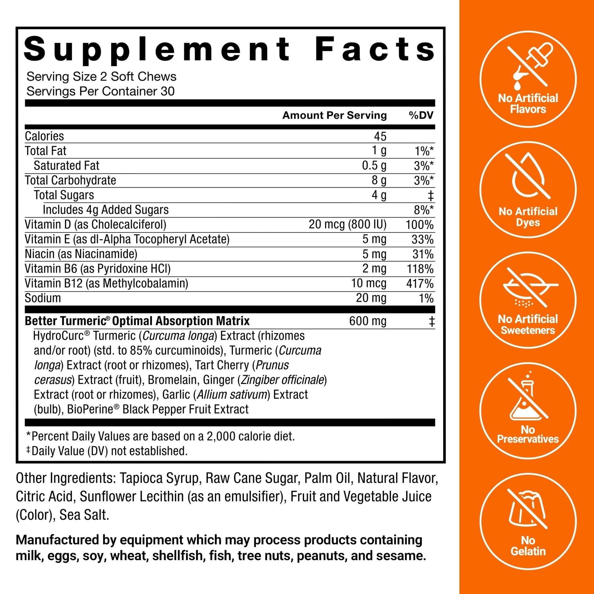 FORCE FACTOR Better Turmeric Supplement 400mg with Black Pepper & Ginger, Extra Strength Joint Support, Superior Absorption - Maple Wellness Supplements