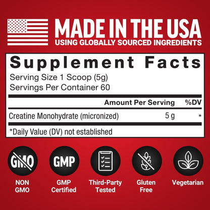 Force Factor Creatine Monohydrate Powder, 5g Micronized Dose to Support Muscle Growth, Strength, Recovery, Cognitive Health & Memory - Maple Wellness Supplements