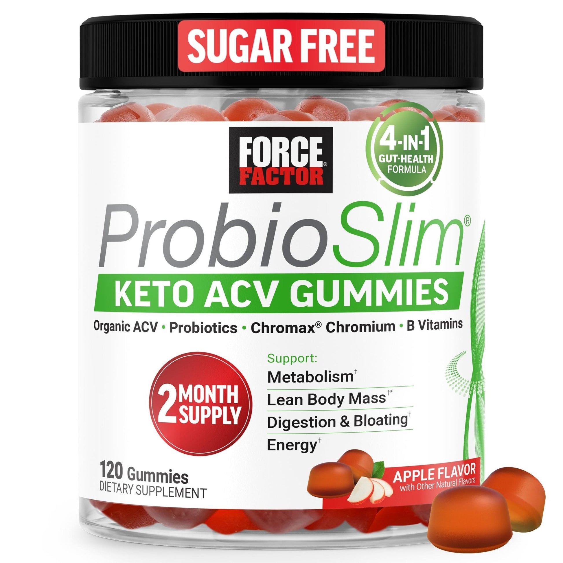 Force Factor ProbioSlim Keto ACV Gummies, Organic Apple Cider Vinegar Gummies with LactoSpore Probiotics & Prebiotics to Support Digestion, Metabolism, & Immune Health - Maple Wellness Supplements