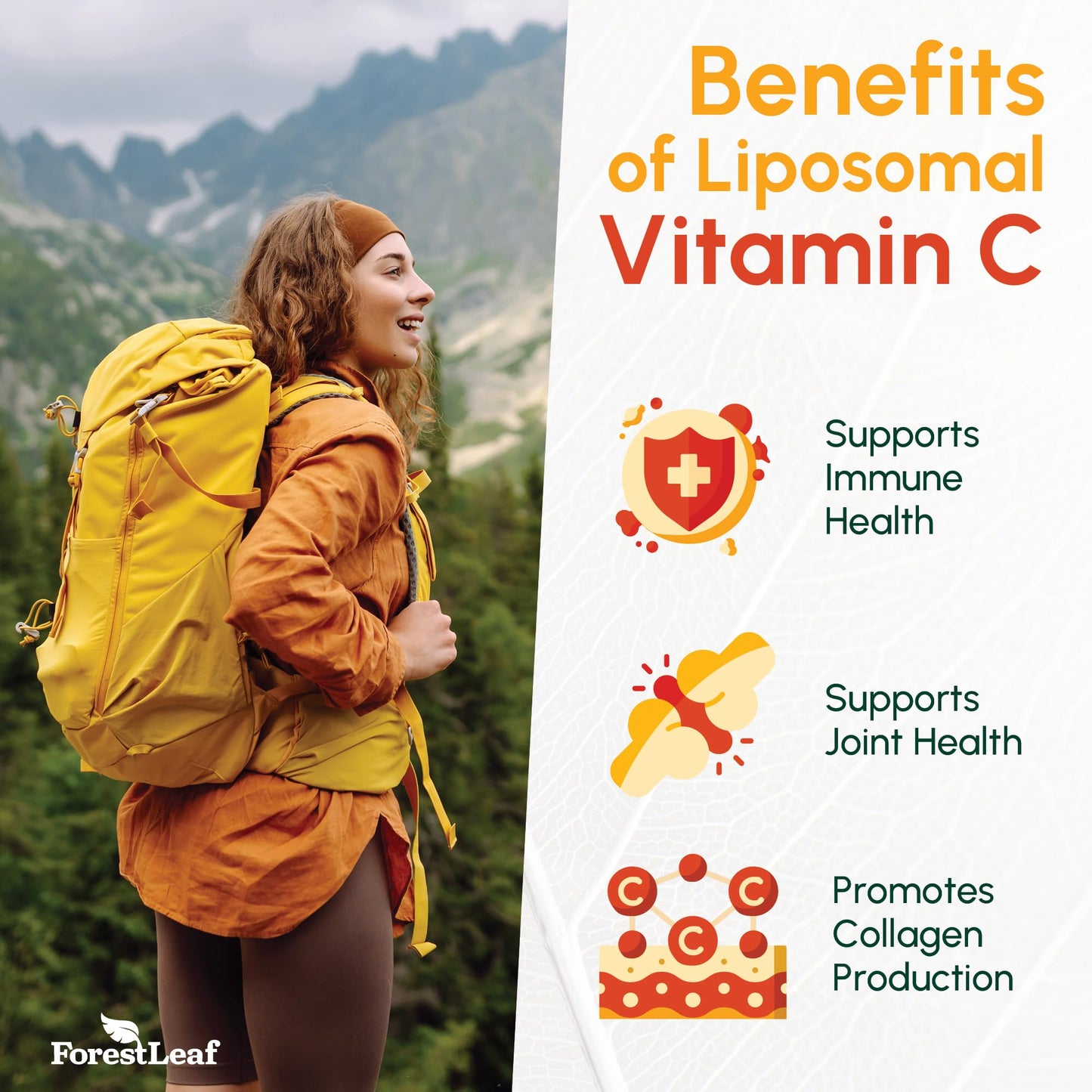ForestLeaf Liposomal Vitamin C 1400mg Capsules | High Dose Vitamin C Liposomal Supplement w Coconut Oil Fatty Acids | Fast Absorption | Immune Support, - Maple Wellness Supplements