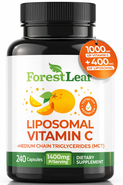 ForestLeaf Liposomal Vitamin C 1400mg Capsules | High Dose Vitamin C Liposomal Supplement w Coconut Oil Fatty Acids | Fast Absorption | Immune Support, Antioxidant, - Maple Wellness Supplements