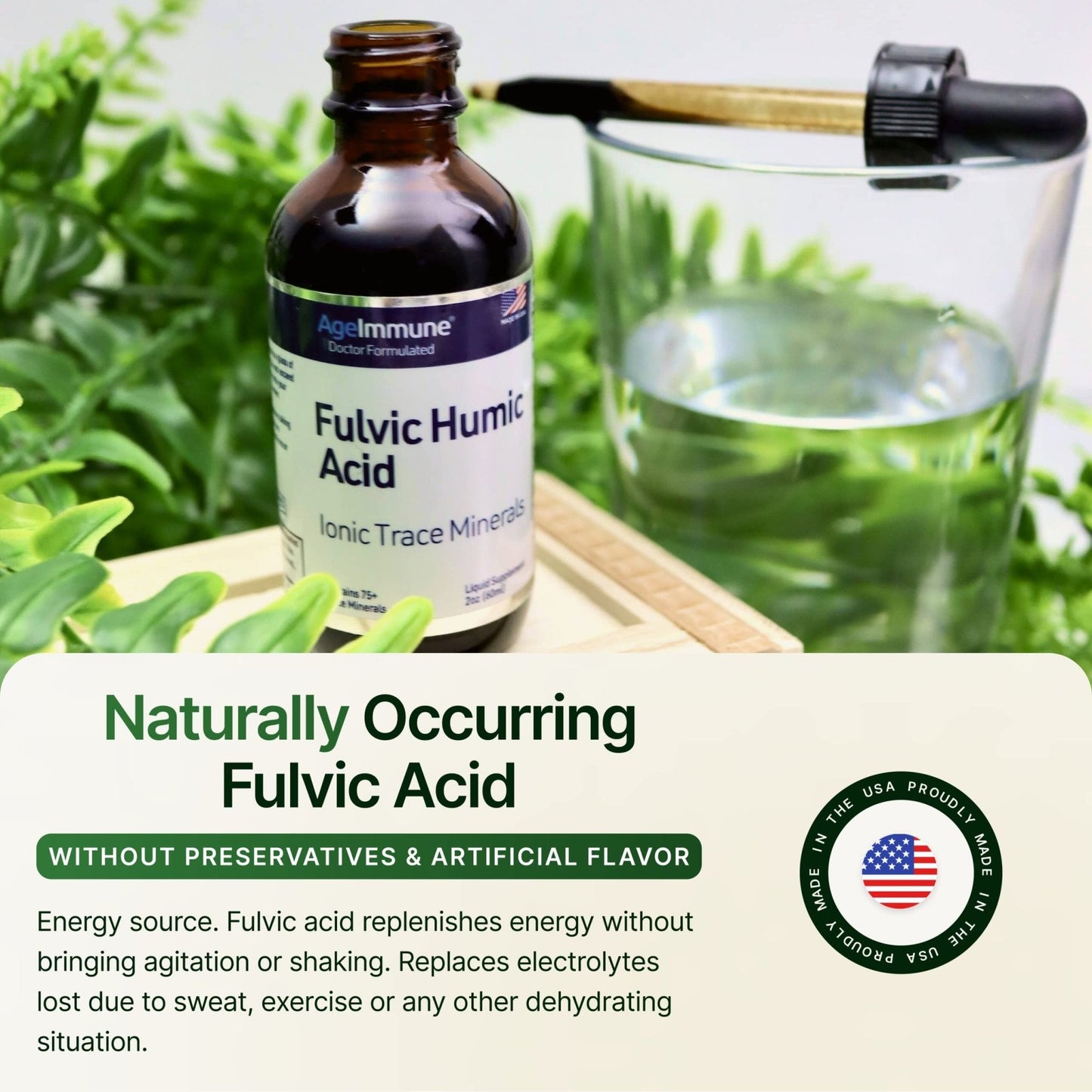 Fulvic Humic Acid 75 + Trace Minerals Liquid Supplement - Plant Derived in USA - Fulvic Acid Minerals Concentrate for Energy, Gut Health and Hydration - Maple Wellness Supplements