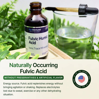 Fulvic Humic Acid 75 + Trace Minerals Liquid Supplement - Plant Derived in USA - Fulvic Acid Minerals Concentrate for Energy, Gut Health and Hydration - Maple Wellness Supplements