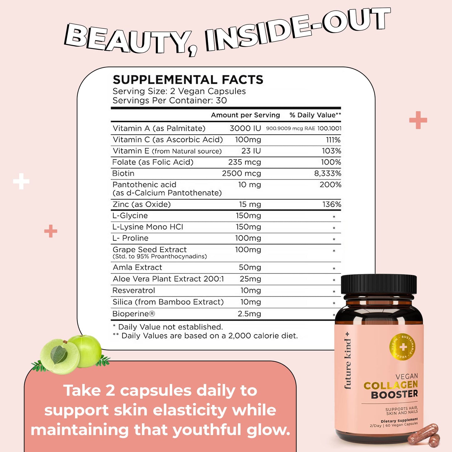 Future Kind Vegan Collagen - Supports Collagen Production with Biotin and Vitamin C (60 Capsules in Glass Bottle) - Maple Wellness Supplements