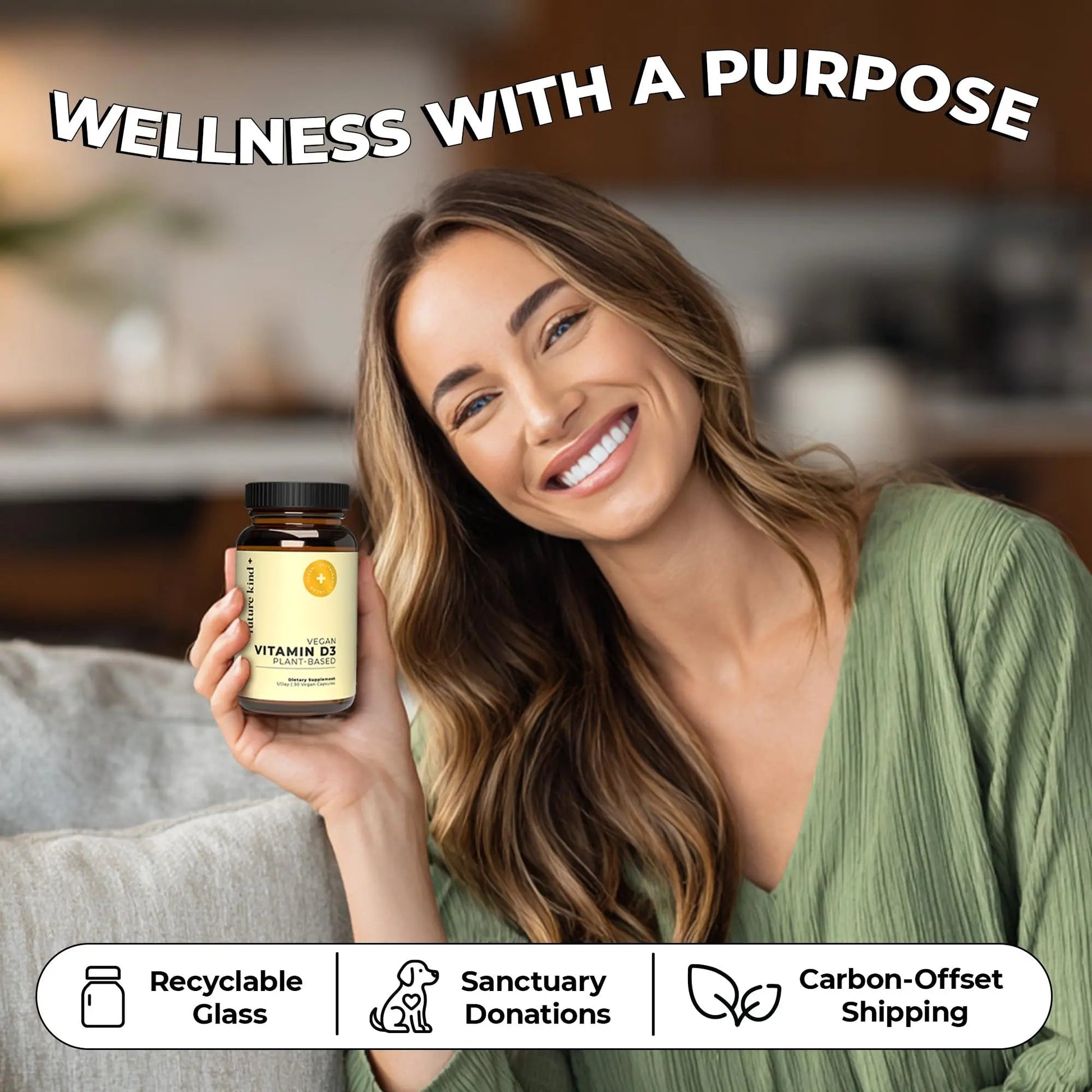 Future Kind Vitamin D3 2500 IU for Bone and Muscle Function, Vitamin D Vegan Supplement from Plant Lichen, Non-GMO, Sugar Free, Pure Vitamin D3, Promotes Natural Resilience, 30 Capsules - Maple Wellness Supplements