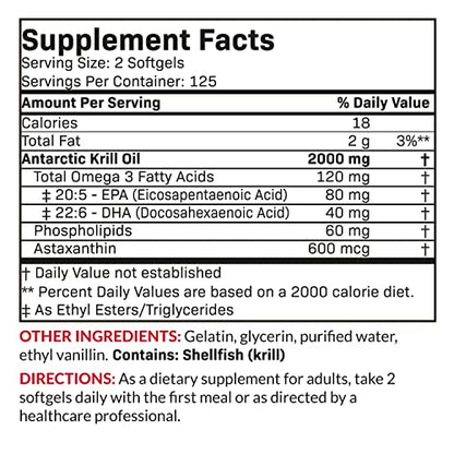 Futurebiotics Antarctic Krill Oil 2000mg with Astaxanthin, Omega-3s EPA, DHA and Phospho - Maple Wellness Supplements