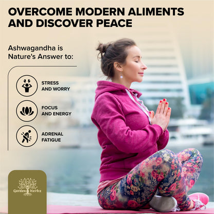 Garden of Herbz Organic Ashwagandha Root & Irish Sea Moss – 3,600 mg Ashwagandha Supplement with Black Seed Oil, & Burdock Root – Herbal Supplement for Energy, Calm, Mood, & Wellness, 120 Caps - Maple Wellness Supplements