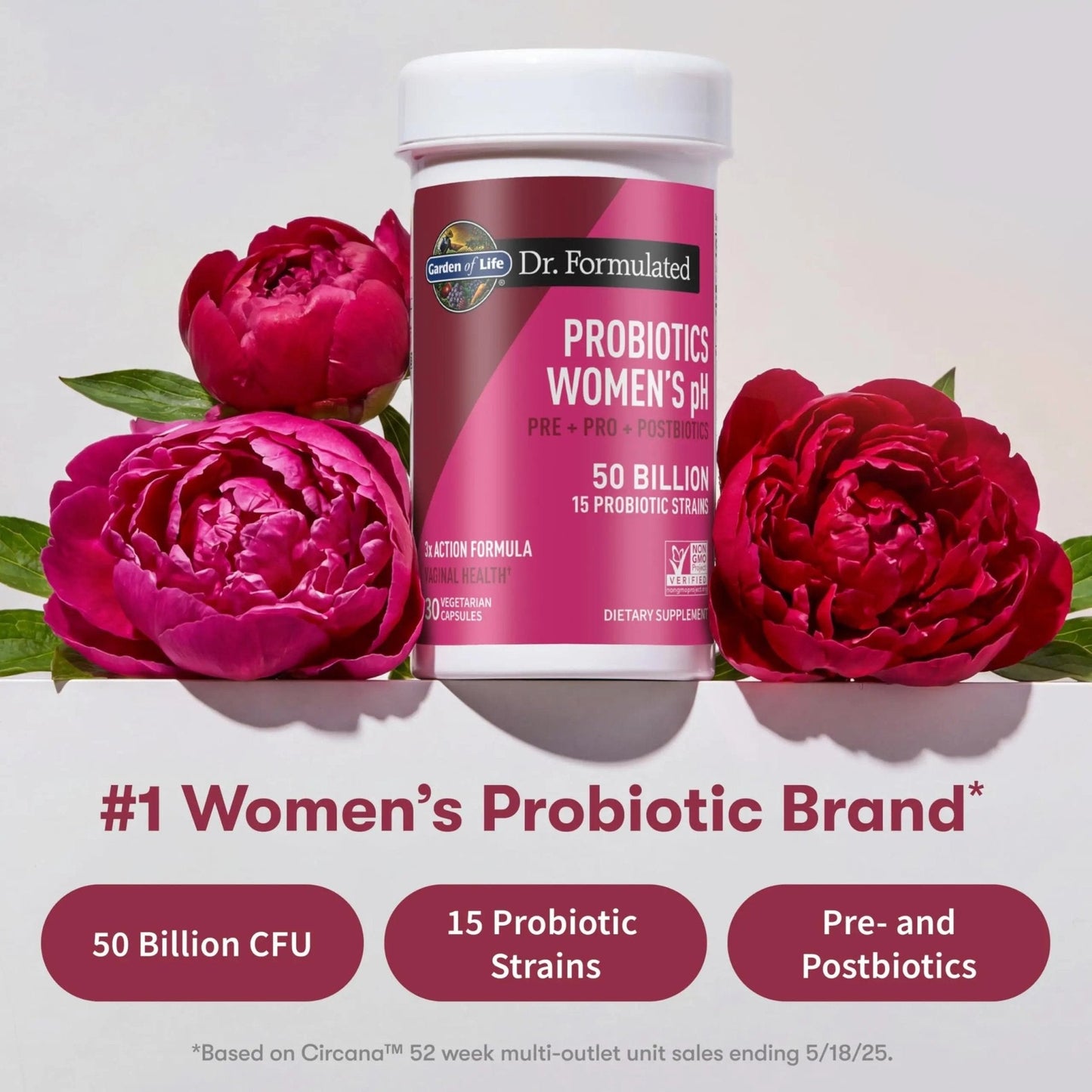 Garden of Life Dr Formulated Once Daily 3-in-1 Complete Prebiotics, Postbiotics & Probiotics for Women, PRE + PRO + POSTBIOTIC Supplement for Women’s Digestive, Immune & Vaginal Health, 30 Day Supply - Maple Wellness Supplements