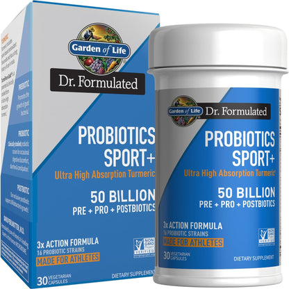 Garden of Life Dr Formulated Sport Probiotics Digestive Supplement, Organic Prebiotics for Women & Men Athletes, Clinically Studied Turmeric Curcumin - Maple Wellness Supplements