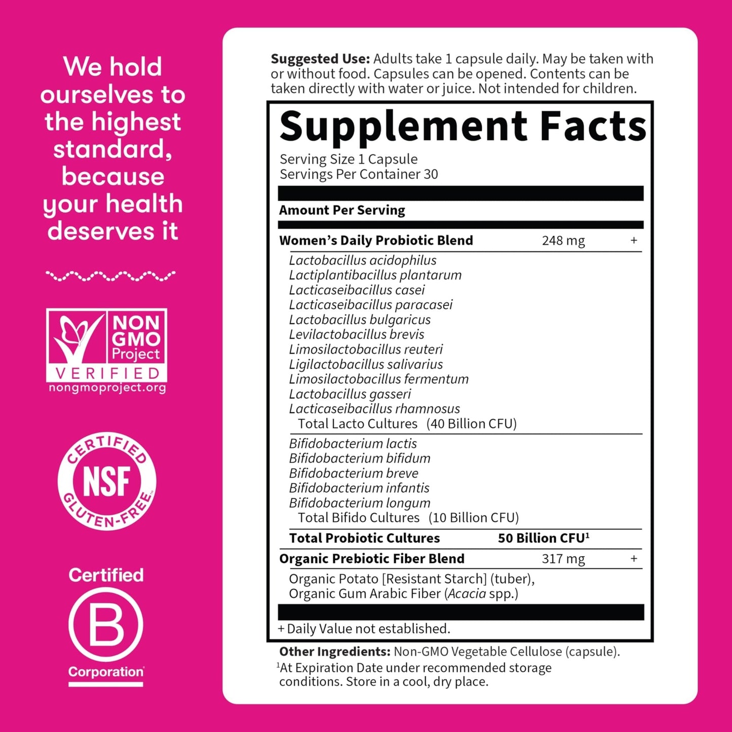 Garden of Life Once Daily Dr. Formulated Probiotics for Women 50 Billion CFU 16 Probiotic Strains with Organic Prebiotics for Digestive, Vaginal & Immune Health - Maple Wellness Supplements