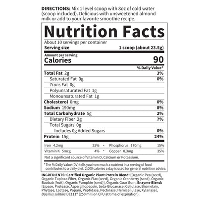 Garden of Life Organic Plant Based Protein Powder - Smooth Unflavored - Vegan - Maple Wellness Supplements