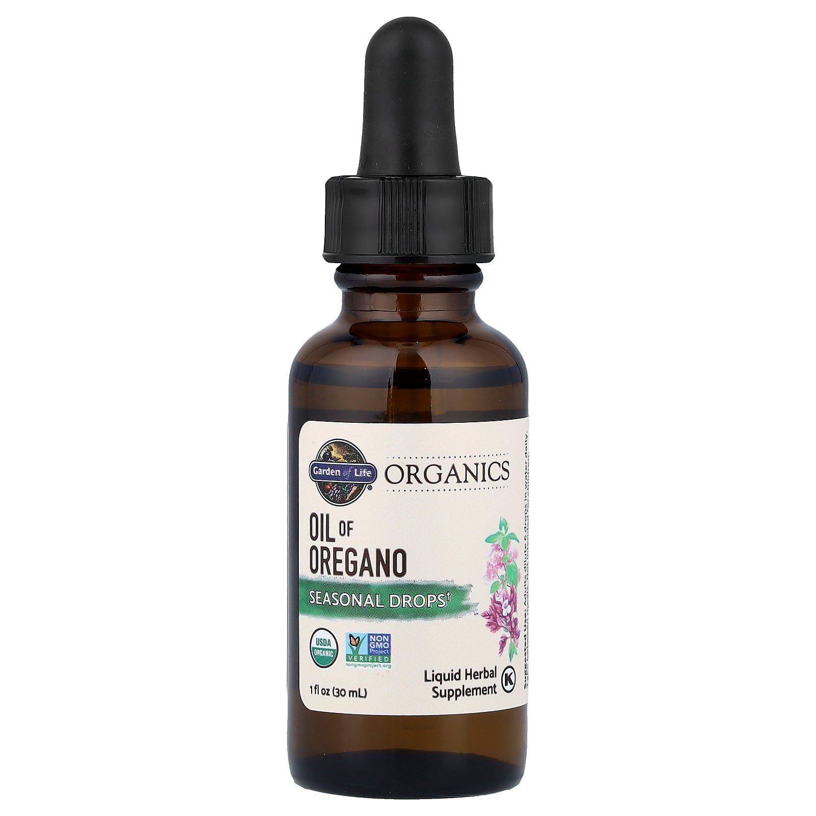 Garden of Life Organics Oil of Oregano Seasonal Drops 1fl oz (30 mL) Liquid, Concentrated Plant Based Immune Support - Alcohol-Free, Organic, Non-GMO - Maple Wellness Supplements
