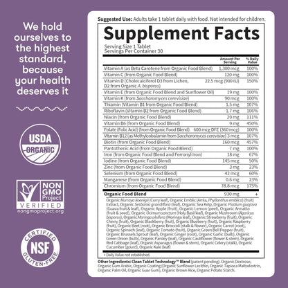 Garden of Life Organics Prenatal Vitamin: Folate for Energy & Healthy Fetal Development, Non-constipating Iron, Vitamin C, B6, B12, D3 – Organic, Non-GMO, Gluten-Free, Vegan, 30 Day Supply - Maple Wellness Supplements