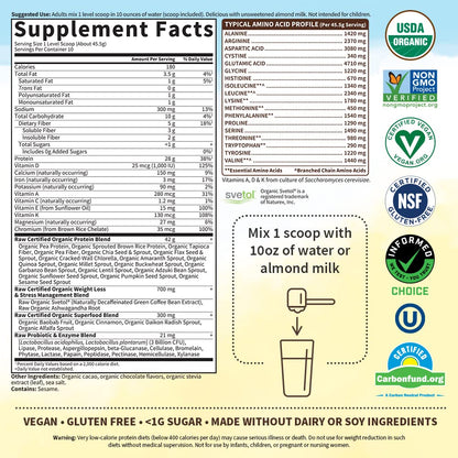 Garden of Life Raw Organic Fit Vegan Protein Powder Chocolate, 28g Plant Based Protein - Maple Wellness Supplements