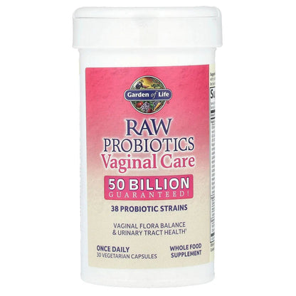 Garden of Life Raw Probiotics Vaginal Care - 50 Billion CFU - 38 Probiotic Strains - Supports Vaginal & Urinary Tract Health - Shelf Stable - 30 Vegetarian Capsules - Maple Wellness Supplements