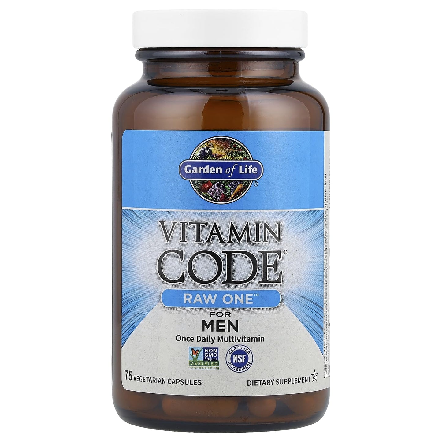 Garden of Life Vitamin Code Raw One for Men, Once Daily Multivitamin, 75 Capsules, One a Day Mens Vitamins Plus Fruit, Veggies & Probiotics for Mens Health - Maple Wellness Supplements