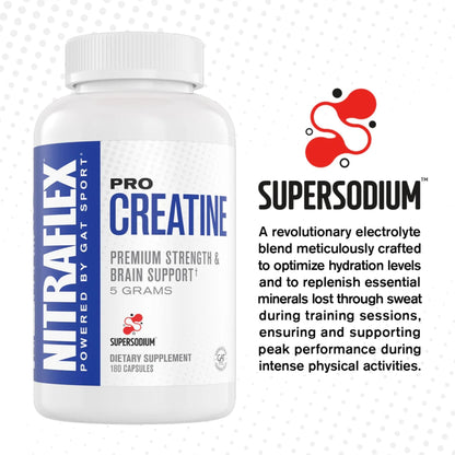 GAT SPORT Pro Creatine Capsules, Strengh, Wellness, Brain Health, Enhanced Absorption, 5 Grams, 150 Veggie Capsules - Maple Wellness Supplements
