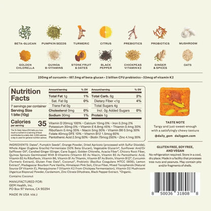 GEM Daily Bite for Women & Men, with 20+ Vitamins, Minerals & Superfoods Like Zinc, Vitamin D, B-Complex, K, Turmeric, Fiber & Prebiotics - Maple Wellness Supplements
