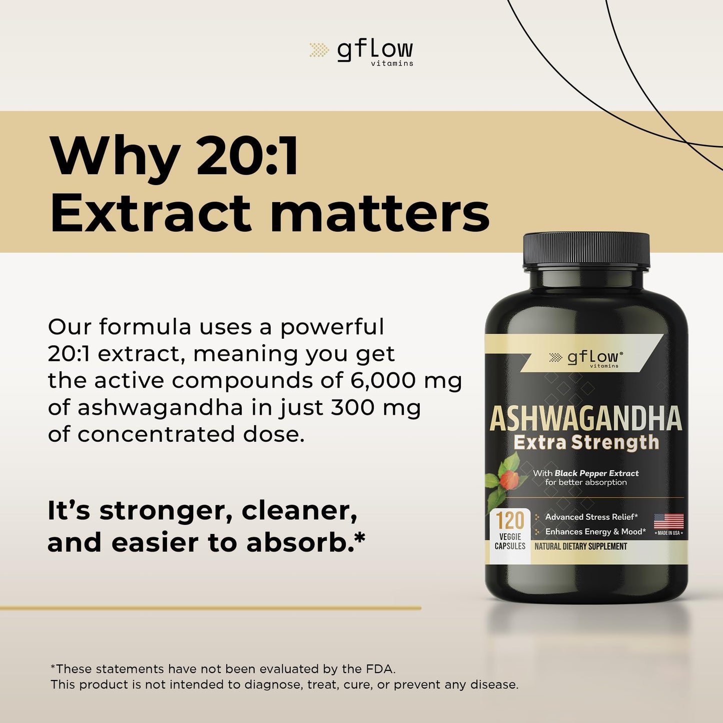 gflow vitamins Ashwagandha Supplements for Women and Men | Sleep, Mood and Energy Support | Extra Strength - Maple Wellness Supplements