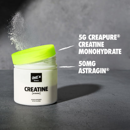 GHOST Basics Creatine Monohydrate Powder for Men & Women – 5G Creapure Creatine Workout Supplement for Muscle Gain – Vegan, Soy Free & Gluten Free - 50 Servings - Maple Wellness Supplements