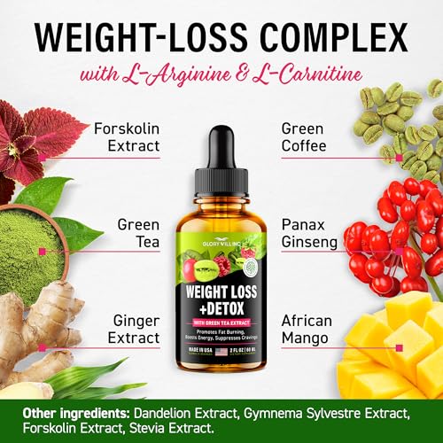 Glory Will Inc Weight Loss Drops Natural Detox Made in USA - Diet Drops for Fat Loss - Maple Wellness Supplements