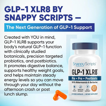 GLP-1 XLR8 Supplement for Weight Loss, Digestion, Constipation, Bloating Relief with Akkermansia 2.6 Billion AFU Live Prebiotic Probiotic Postbiotic Gut Health + Berberine for Women Men 360 Capsules - Maple Wellness Supplements