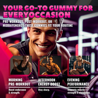 GlucoBio Creatine Monohydrate Gummies (5g) – Pre-Workout Energy & Muscle Growth Support for Men & Women - Maple Wellness Supplements