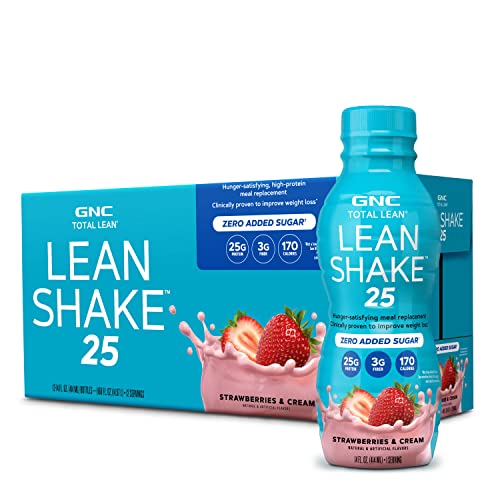 GNC Total Lean Lean Shake 25 - Strawberries and Cream - 12 Bottles - Maple Wellness Supplements