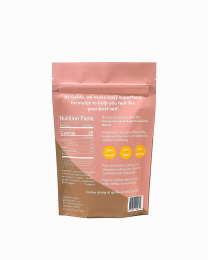 GOLDE - Superfood Latte Blend - Cacao Turmeric - Plant Based w/Turmeric, Cacao, & Coconut Milk Powder - Healthy Hot Cocoa - Coffee Replacement - Vegan, Keto, & Sugar-Free - 30 Servings - Maple Wellness Supplements