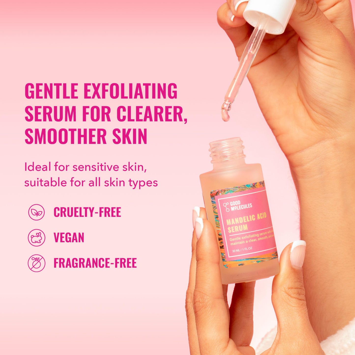 Good Molecules Mandelic Acid Serum - Gentle Face Exfoliator Serum with Ultra Hydrating Hyaluronic Acid - Maple Wellness Supplements