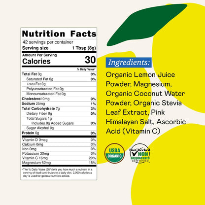 GOODONYA Organic Hydration Electrolyte Drink Mix, Certified Organic Hydration Powder, Non-GMO, Biochecked Glyphosate Free, Low Sugar, Lemonade Flavor, - Maple Wellness Supplements