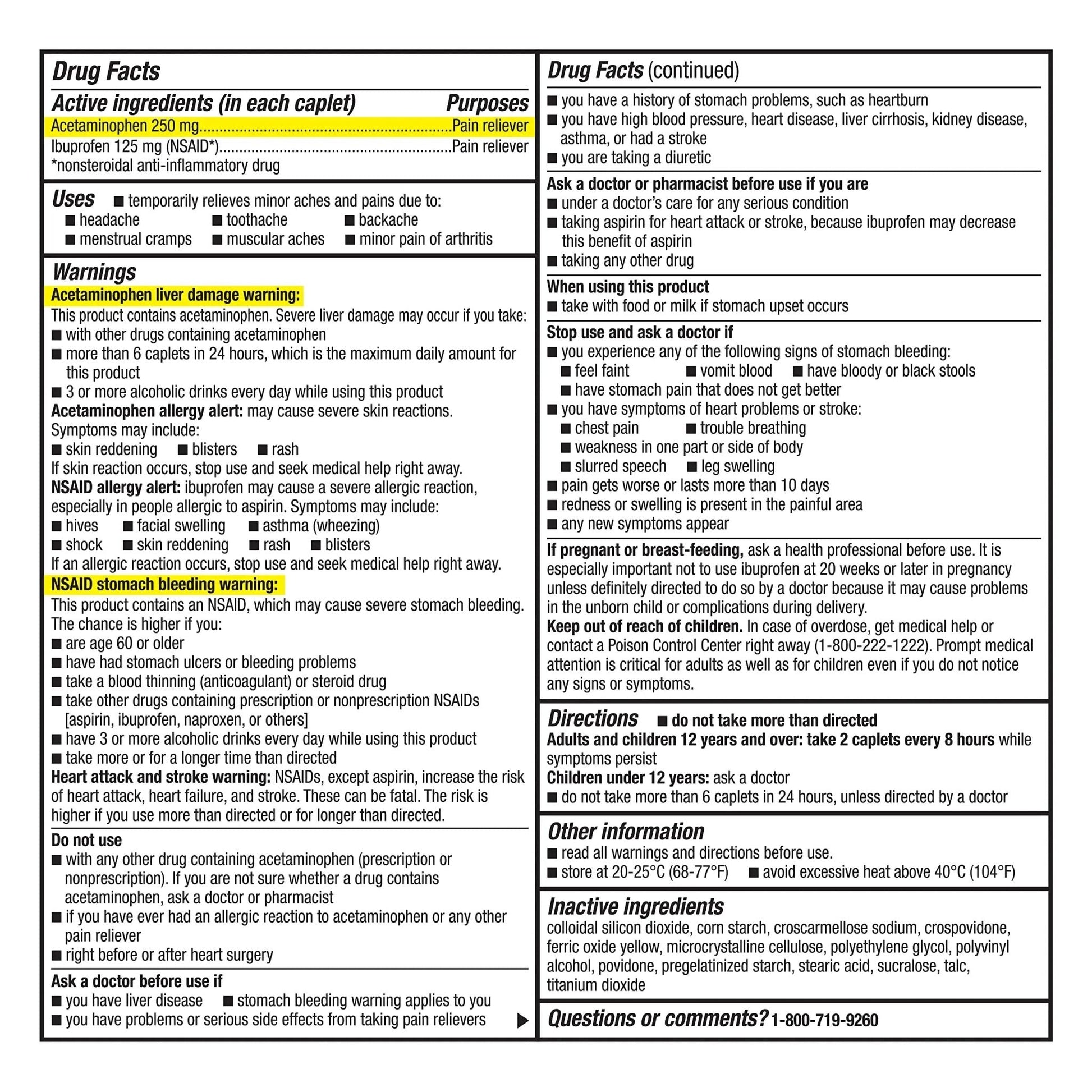 GoodSense Dual Action Acetaminophen 250 mg and Ibuprofen (NSAID) 125 mg Tablets, Pain Reliever for Headache Relief, Arthritis Pain Relief and More, 144 Count - Maple Wellness Supplements