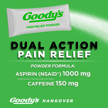 Goody's Hangover Relief Powder, Dual Action Fast Headache Pain Relief with Aspirin and Caffeine, Berry Citrus Flavor, 16 Count - Maple Wellness Supplements