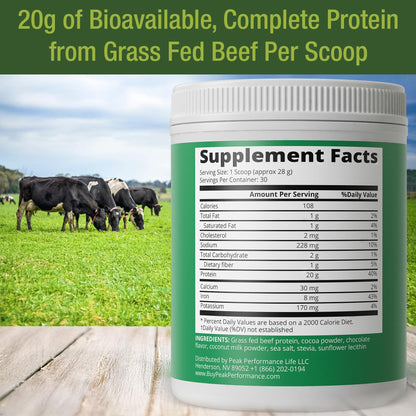 Grass Fed Beef Protein Powder - Lactose Free Great Tasting Beef Protein Isolate. Complete Animal Based Non Dairy Paleo Carnivore Supplement for Prime Muscle Building. No Whey. Chocolate Flavor - Maple Wellness Supplements