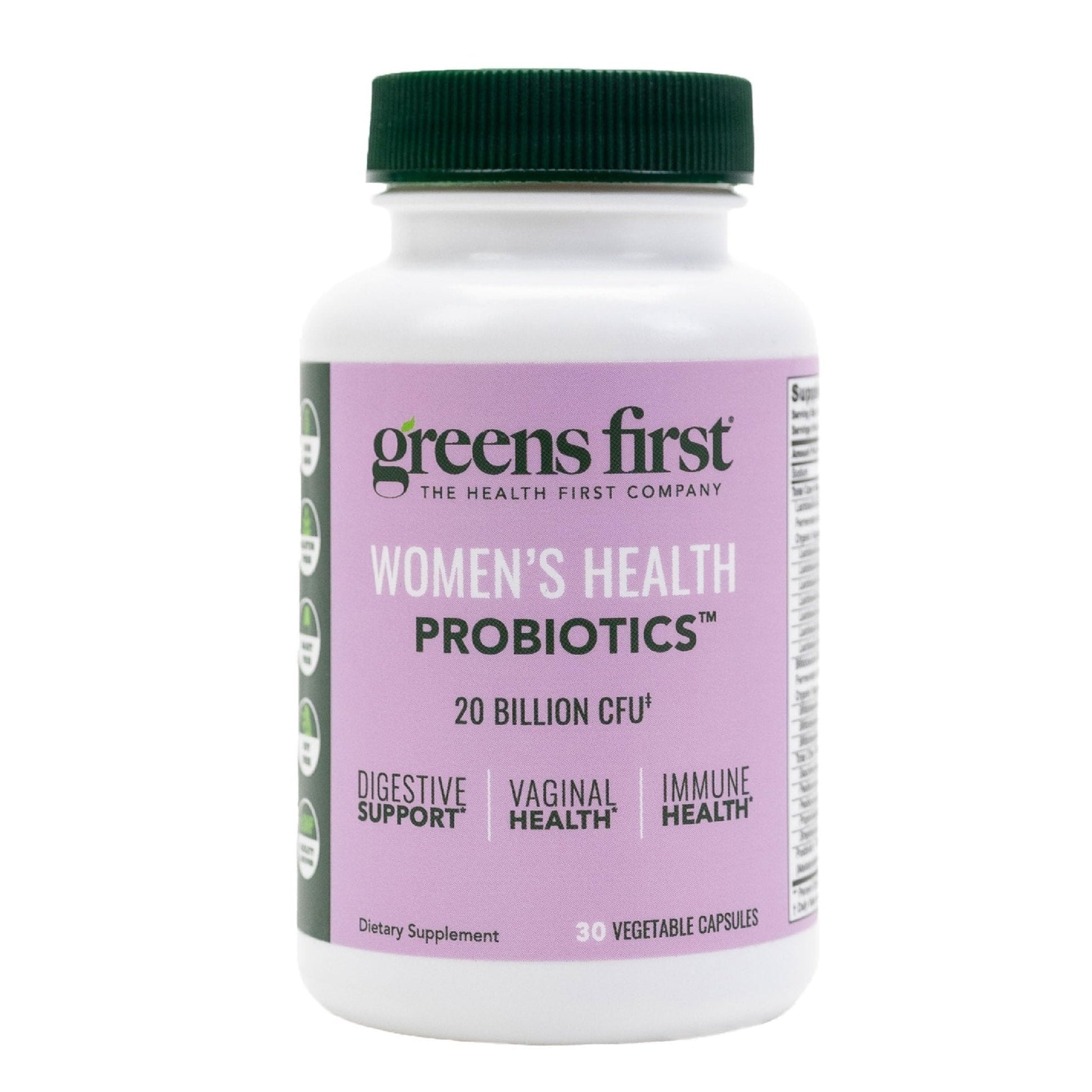Greens First Women’s Health Probiotics - Probiotic for pH Balance - 20 Billion CFU - Support for Digestive, Immune & Vaginal Health Non-GMO/Gluten-Free/Dairy-Free/Soy-Free (30 Vegetable Capsules) - Maple Wellness Supplements
