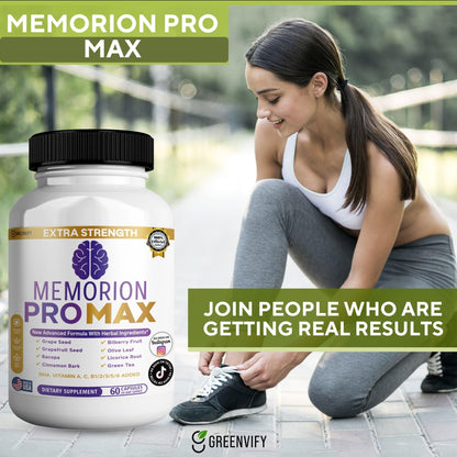 GREENVIFY Memorion Pro Max Extra Strength Brain Support Supplement, 60 Capsules, with DHA, Vitamins, Herbal Blend, 30-Day Supply (1) - Maple Wellness Supplements