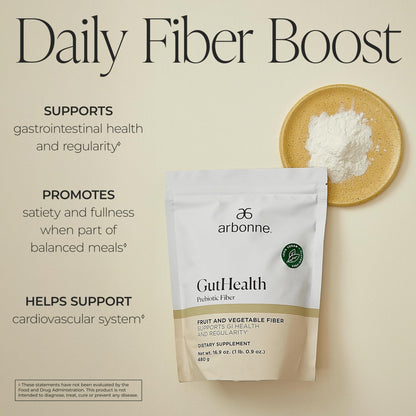 GutHealth Prebiotic Fiber – 12g Soluble Fiber including Inulin for gastrointestinal health, Regularity, Satiety, and Daily Gut Wellness; Easy to Mix Into Drinks or Food - Maple Wellness Supplements