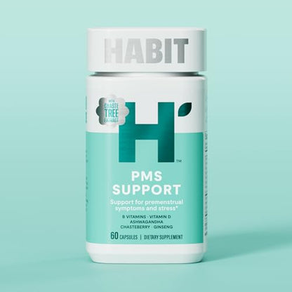Habit PMS Support Supplement for Women (60 Capsules) - Supports Premenstrual Symptoms & Stress, Hormone Balance, Mood, B Vitamins, Vitamin D, Chasteberry, Ashwagandha, Gluten-Free, Non-GMO (1 Pack) - Maple Wellness Supplements