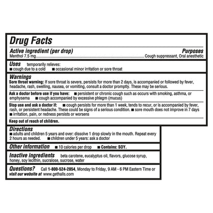 HALLS Cough and Throat Relief Honey Lemon Cough Drops, 30 Drops - Maple Wellness Supplements