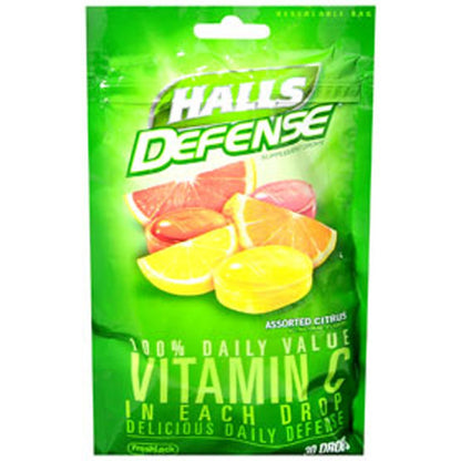 Halls Defense Vitamin C Assorted Citrus Supplement Drops - 30 Drops - Maple Wellness Supplements