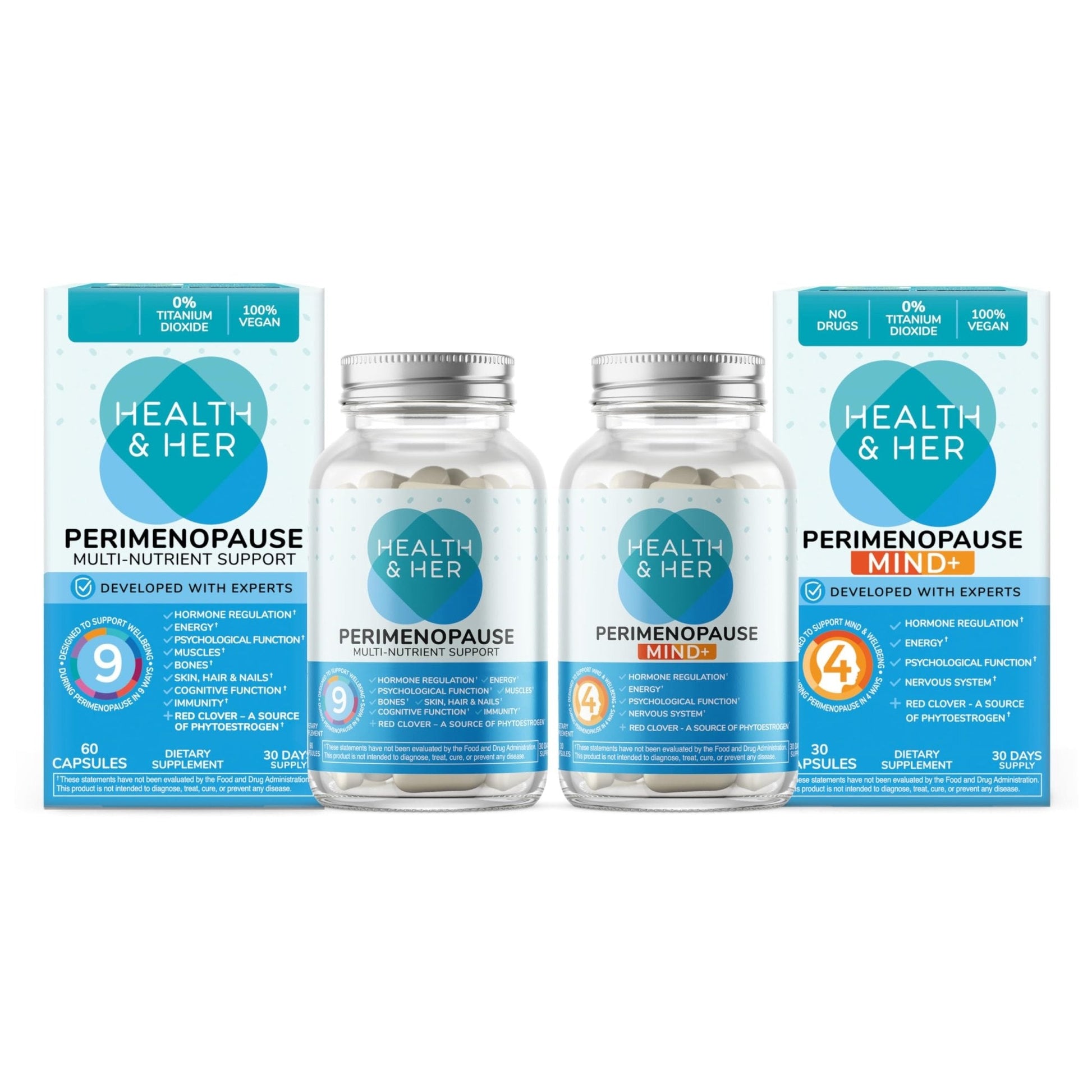 Health & Her Perimenopause & Mind+ - Multi-Nutrient and Cognitive Function Support Bundle (1-Month Supply) - Maple Wellness Supplements