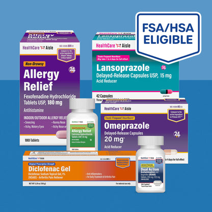 HealthCareAisle Omeprazole 20 mg - 42 Delayed-Release Tablets - Acid Reducer, Treats Frequent Heartburn - Maple Wellness Supplements