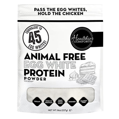 Healthier Comforts Animal-Free Egg White Protein Powder | Make Vegan Egg Omelets, Angel Food Cake, Meringue, Protein Shakes | Whips and Binds Just Like Traditional Egg Whites (8 oz) - Maple Wellness Supplements