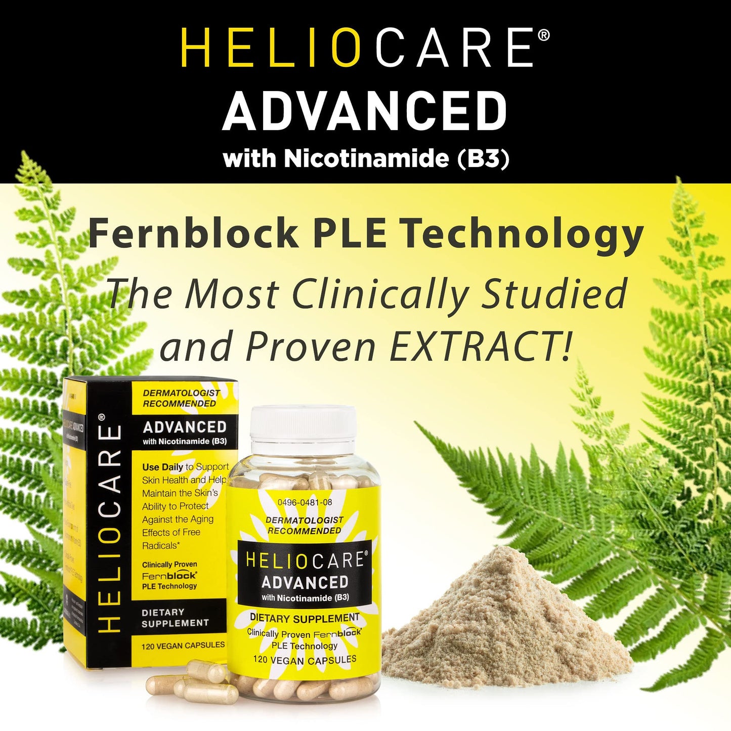 Heliocare Advanced Niacin B3 Supplement: Fernblock PLE Extract 240mg Per Serving - Supports Skin Cell Health W/Antioxidant - Maple Wellness Supplements