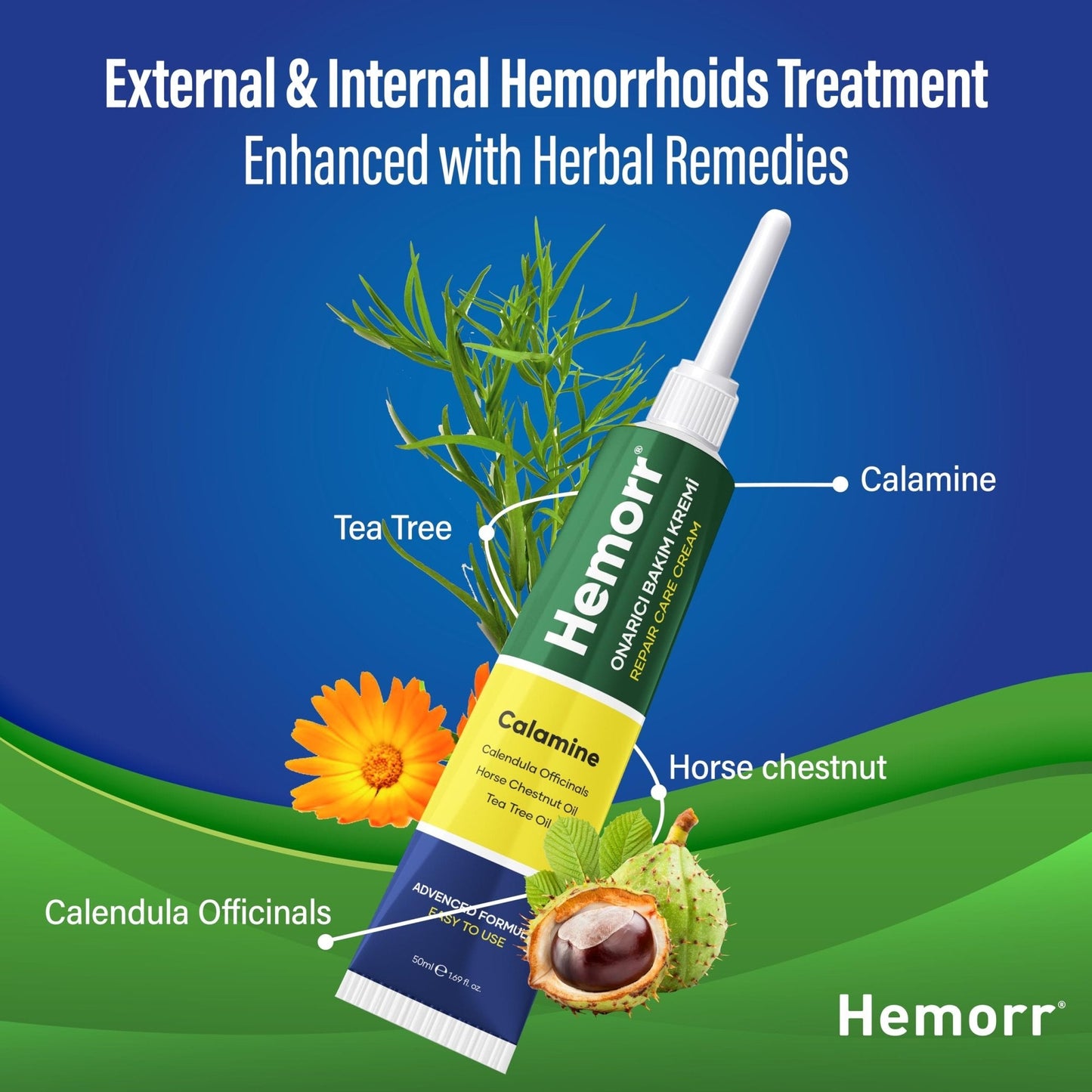 Hemorr Hemorrhoid Treatment Cream with Horse Chestnut, Calendula Oil, Zinc Oxide & Tea Tree Oil – Fast Relief for Pain, Swelling, Itching & Discomfort – Natural Healing & Soothing Formula 1.69 Oz - Maple Wellness Supplements
