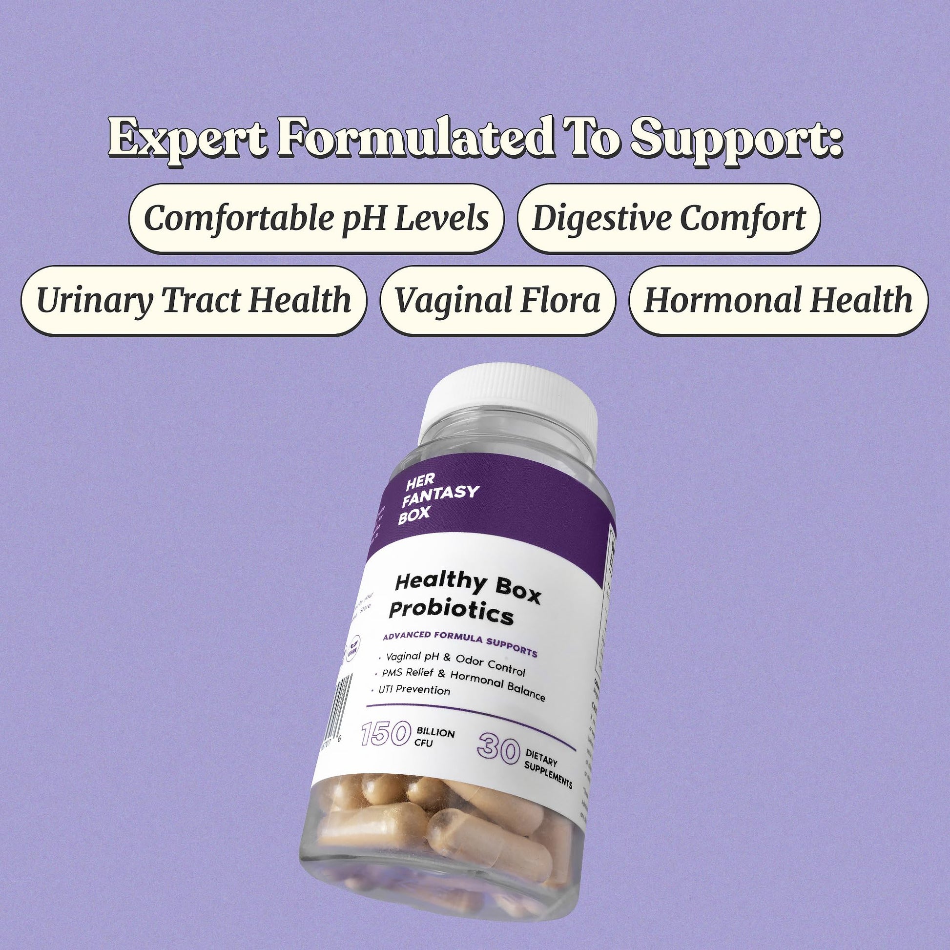 Her Fantasy Box | Healthy Box | Vaginal Probiotics for Women – Prebiotics + Advanced Lactobacillus Blend – Hormonal Balance, PMS Relief – Feminine Health Support with Cranberry & D-Mannose - Maple Wellness Supplements