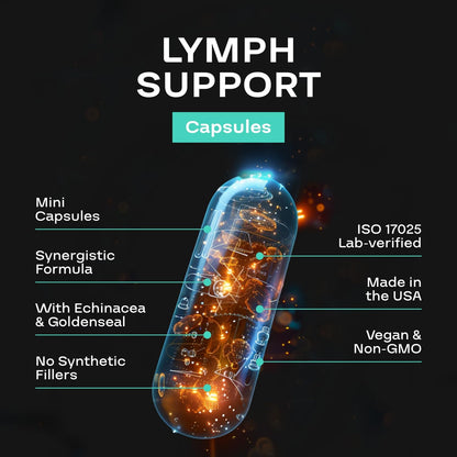 Herbal Lymph System Support Supplement - Lymphatic Support Complex with Echinacea Goldenseal Astragalus & Hydroxytyrosol for Lymphatic Drainage & Immune Support - Vegan Non-GMO Gluten Free (1 Month) - Maple Wellness Supplements