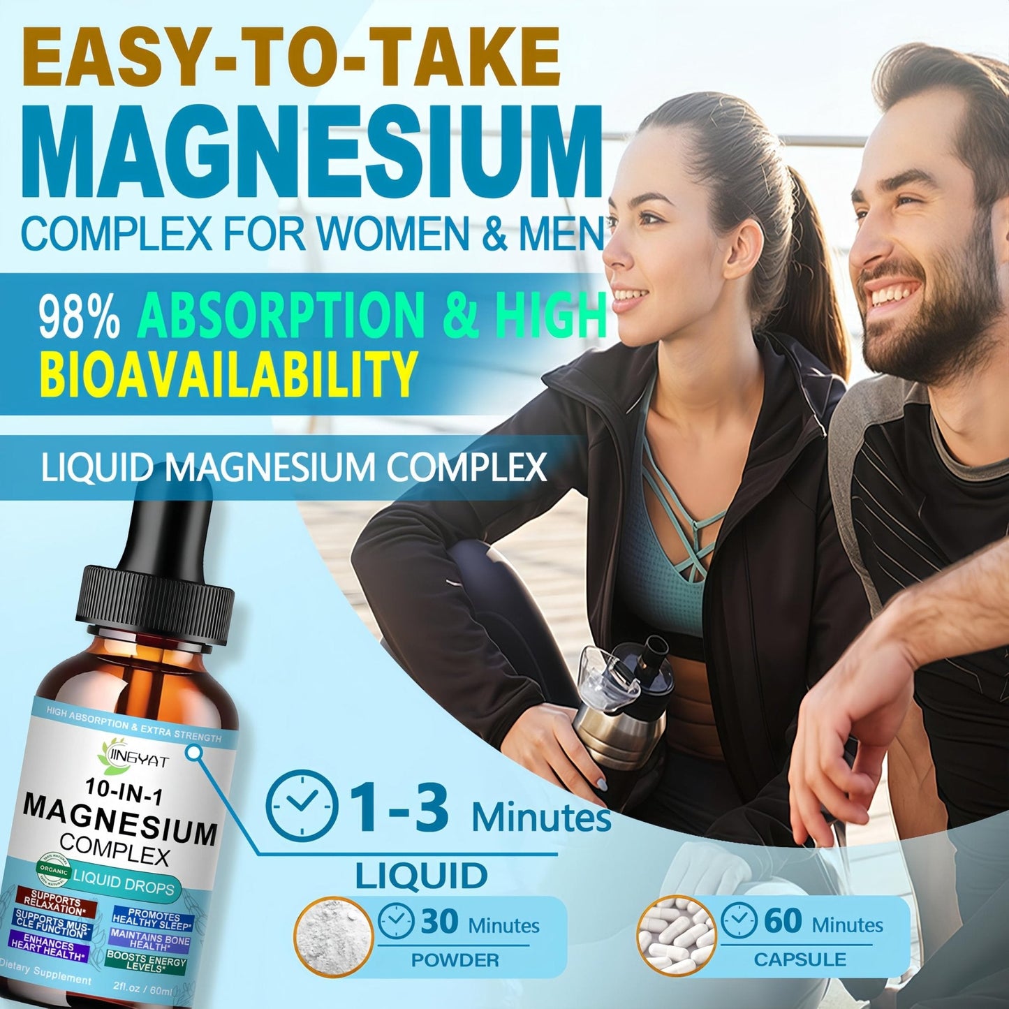 High Absorption Magnesium Complex Drops | 10-in-1 Liquid Magnesium Complex for Women & Men with Glycinate,Citrate,Taurate | for Stress Relief,Sleep,Heart Health | Vegan,Non-GMO,Fast-Acting Formula - Maple Wellness Supplements