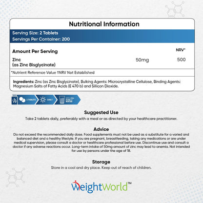 High Strength Zinc Tablets 50mg – 400 Vegan Zinc Bisglycinate Tablets 6+ Months - Maple Wellness Supplements