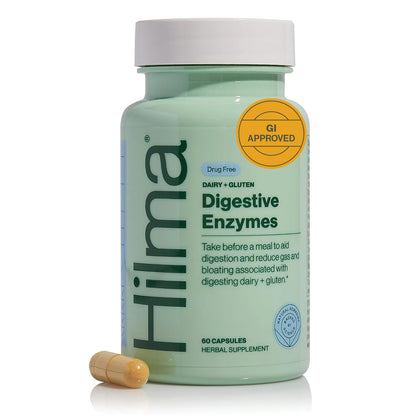 Hilma Digestive Enzymes for Women, Bloating Relief with Turmeric, Dandelion Root and Gluten Digestive Enzymes, Natural Gluten - Maple Wellness Supplements